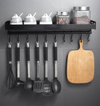Black Wall Mounted Kitchen Racks with Hooks Space Aluminum Storage Shelf Kitchen Appliances Spice Rack Kitchen Rack Organizer