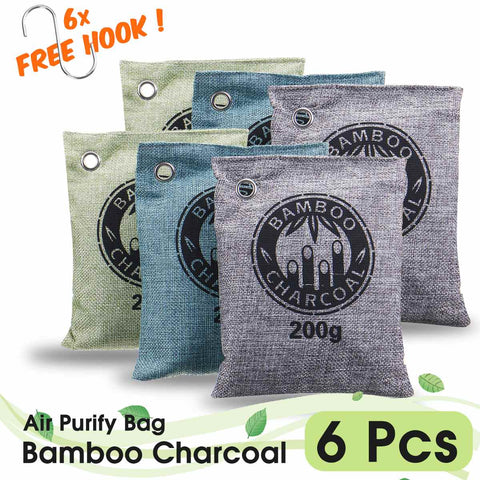 3/4/5/6/8 Bags 200G Air Purifying Bags Nature Fresh Charcoal Bamboo Air Purifying Bag Mold Odor Purifier Bamboo Charcoal