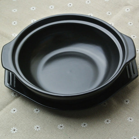 Black Heat Resisting Ceramic Stone Pot Bibimbap Stews Soup Bowl With Tray Home Kitchen Cookware Casserole Bowl