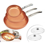 3's GAME PANS 2 COLOR tops COPPER COPPER PAN fit for OVEN steel handle