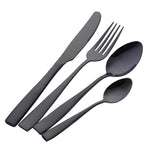 Luxury Black Flatware Set 24Pcs Cutlery Sets Gold Restaurant  Flatware Stainless Steel Tableware Square silverware Set