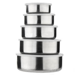 5Pcs/set New Stainless Steel Mixing Crisper Food Container Bowls Silver Color 5 Bowls with 5 Lids Kitchen Pot Tableware Tools