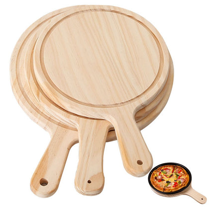 Wooden Pizza board Round with Hand Pizza Baking Tray Pizza Stone Cutting Board Platter Pizza Cake Bakeware Tools