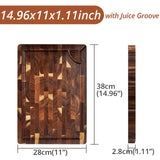 EXTRA LARGE Cutting Board, Rectangle End Grain Butcher Block, Kitchen Chopping Boards, Acacia Wood, 18 x 12 x 1.4 Inch