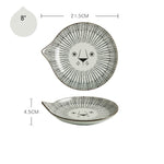 Japanese Style Ceramic Teardrop Plates Dishes Sets Fruit Tableware Creative Design Cute Cartoon Lucky Cat Pattern