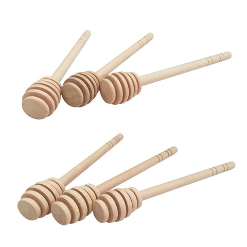 6 pcs Practical Long Handle Wood Honey Spoon Mixing Stick Dipper For Honey Jar Supplies Kitchen Tools