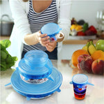 Reusable Universal Silicone Wrap Cover Lids 6Pcs/Set Food Bowl Pot Stretch Kitchen Vacuum Seal Bowls