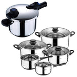 Cookware 8 Pieces and pressure cooker 6L in stainless steel Saint ignacio collection Aragon