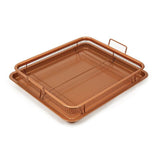 Copper Rectangle Crispy tray Fry pan French Chef Basket Easy Clean Kitchen Cooking Crispy Tray Baking Pan BBQ Barbecue Tray